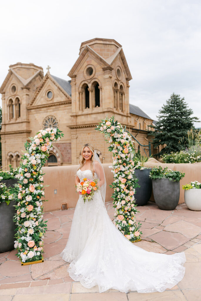 bride on La Fonda Terrace